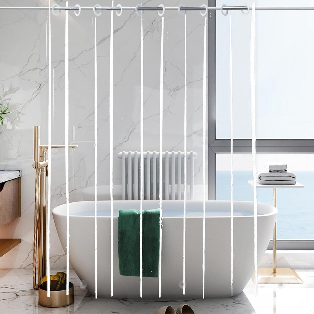 YISURE No Hook Needed Extra Long 72x96 Shower Curtain Liner, Clear PEVA Plastic Waterproof Bathroom Curtain Transparent Shower Liner