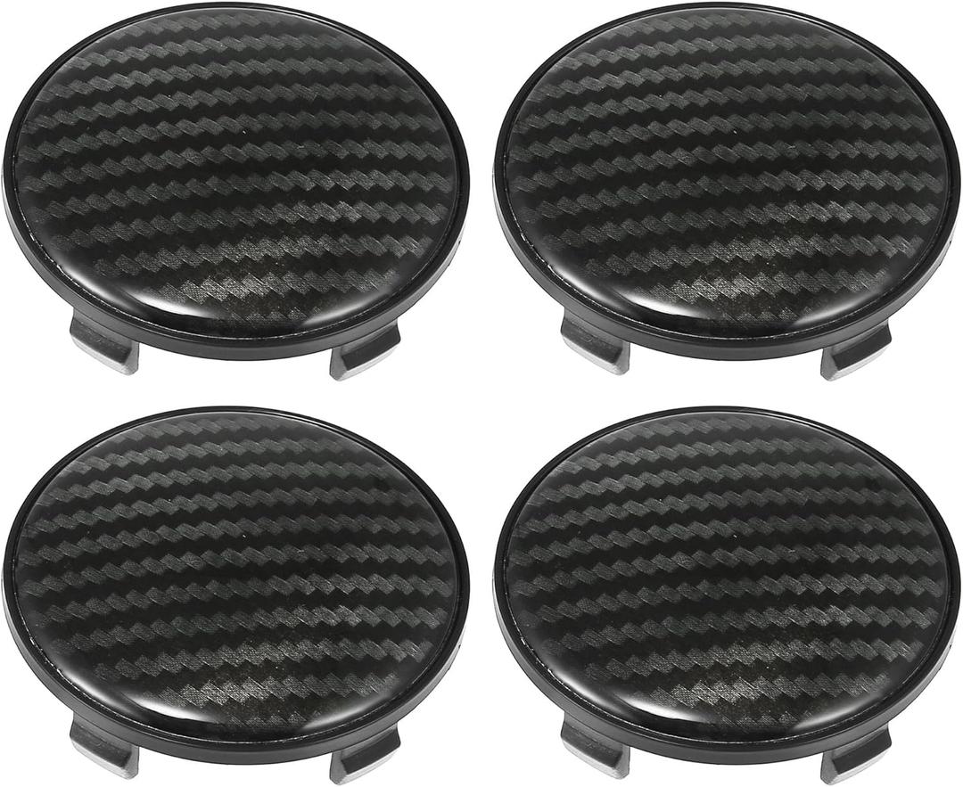 X AUTOHAUX 68mm Outer Diameter Car Wheel Center Caps Universal Tyre Hub Cap Carbon Fiber Pattern 4pcs