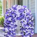 Artificial Flowers for Outdoors - 2 Pcs UV Resistant Realistic Faux Silk Bougainvillea Flowers, Fake Hanging Plants for Porch Patio Balcony Decoration (White & Purple)