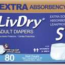 LivDry Adult Incontinence Underwear, Extra Absorbency Adult Diapers, Leak Protection, Small, 80-Pack