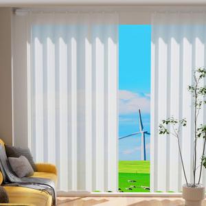 White Sheer Window Curtains Panels with Clips Wire Curtain Hanging System for Home Decor Adjustable Window Drapery Flexible Curtain Rod Set with 2 Curtain Panels 52"W x 83"L Ready to Mount