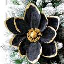 Thiccywoov 8 Pcs Large Christmas Flower Magnolia Flowers Christmas Tree Decoration Artificial Poinsettia Stems Velvet Xmas Ornaments for Xmas Tree Table Decor(Black, 12 Inch)