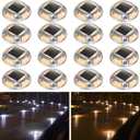 AGPTEK Solar Driveway Lights Outdoor 16 Pack, 2 Color Modes LED Deck Dock Marine Waterproof Driveway Marker Lights for Step Sidewalk Stair Garden Pathway Walkway Yard (Warm White/Cool White)
