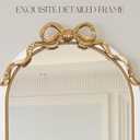 PERHOM 36"x24" Arched Decor Mirror, White Frame with Top Gold Bow