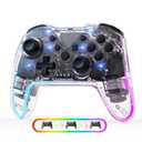 Wireless Controller for Switch/Lite/OLED/PC/Android/iOS - Ergonomic Gamepad with 7 Color RGB Lighting, Turbo/Vibration Adjustment & One-Key Wake-Up Function (White)