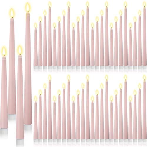 Rossesay Flameless LED Taper Candles Battery Operated Candles 4 Sizes of 8.5'', 9.65'', 10.83'', 12.8'' Flameless Candlesticks Flickering for Halloween Christmas Church Wedding(Dusty Pink), Amount Unknown