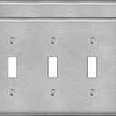 BESTTEN 2 Pack 3 Gang Toggle Switch Metal Wall Plate with hite or Clear Plastic Film, Industrial Grade Stainless Steel Material, Standard Size 4.50" x 6.38", Brushed Finish, Silver