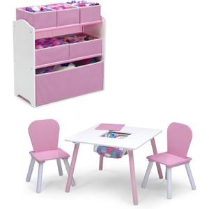 Delta Children 4-Piece Toddler Playroom Set, Pink/White