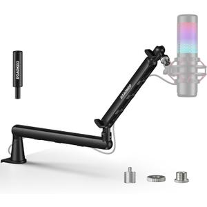 Microphone Arm,Aokeo AK-55 Desk Low Profile Adjustable Mic Boom Arm Stand,Suitable For Blue Yeti,Snowball iCE, HyperX QuadCast,SoloCast,Elgato Wave,Etc (Black)