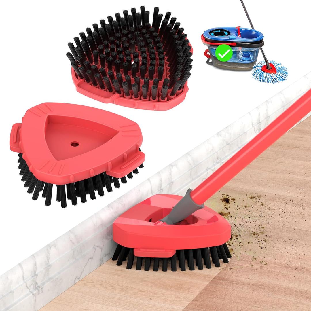2 x Scrubber Mop Head Replacement Compatible with O-Cedar RinseClean Spin Mop 2-Tank System, Heavy-Duty Stiff Bristle Brush Attachment for Tile, Bathroom, Kitchen & Floor Deep Cleaning(Upgraded, 2pcs)