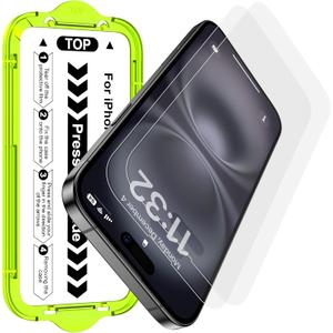 Esanik for iPhone 16/15 Matte Glass Screen Protector [Auto-alignment] Anti-Glare & Anti-Fingerprint,Anti-Reflection,Bubble Free, Smooth as Silk, 2 Pack 9H Glass Screen Cover