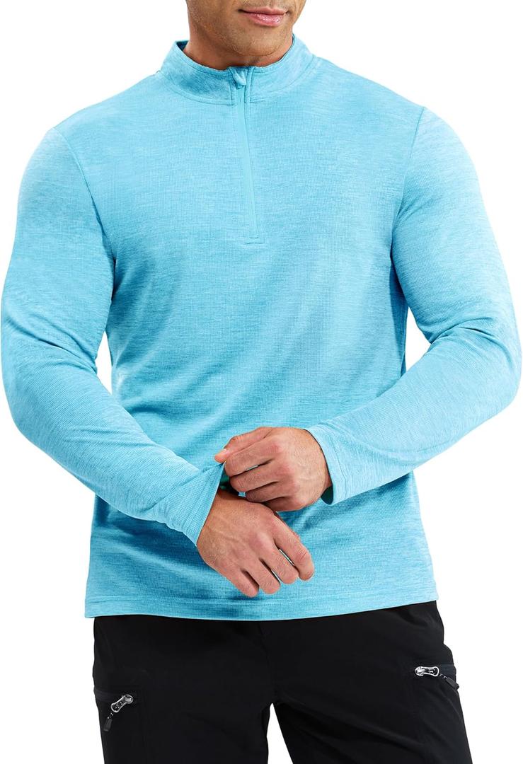 Haimont Men's UPF 50+ Sun Shirts 1/4 Zip Running Pullover Lightweight Long Sleeve for Hiking Golf, Moisture Wicking (Blue, M)
