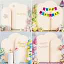 Wokceer Wedding Arch Backdrop Cover (7.2FT, 6.6FT, 6FT) Set of 3 Spandex Fitted Beige Arch Covers Round Top Chiara Arches Covers Stretchy Backdrop for Birthday Party Ceremony Banquet Decor