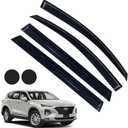 Rain Guards for Hyundai Santa Fe 2019-2023, Tape-on Side Window Deflectors for Hyundai Santa Fe, Window Visors for Hyundai Cars, for Hyundai Car Accessories 4 Rain Guards 2 Car Coasters