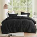 Comfort Spaces Black Cal King Size Comforter Set - 3 Pieces Pintuck Pleated Bedding Sets, All Season Lightweight, Extra Softness Pre-Washed Microfiber Cal King Bed Set, Shams, Cal King