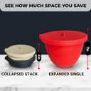 3-Pack Collapsible Silicone Bowl Liners for KitchenAid 5 QT Tilt-Head Stand Mixer Accessories, Reusable Dough Proofing & Food Storage Inserts with Airtight Lids, Space-Saving Kitchen Gadgets