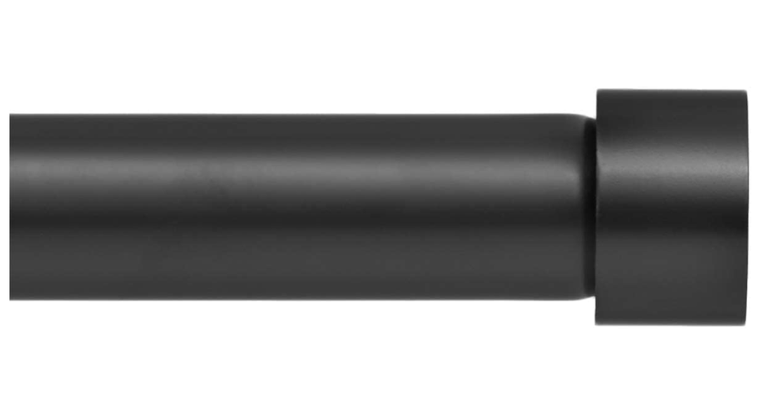 Ivilon Drapery Window Curtain Rod - End Cap Style Design 1 Inch Pole. 72 to 144 Inch Color Black