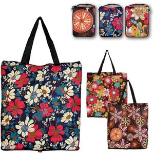 Reusable Grocery Bags 3-Pack, Foldable Shopping Tote with Shoulder Strap, Washable Collapsible Bag for Grocery Shopping, Travel, Beach and Work, Durable Storage Bag