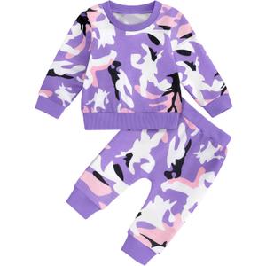 WIQI Toddler Baby Girl Clothes Cute Print Long Sleeve Pullover Sweatshirt Pants Fall Outfits Set (12-18 Months, Purple) WIQI Toddler Baby Girl Clothes Cute Print Long Sleeve Pullover Sweatshirt Pants Fall Outfits Set (12-18 Months, Purple)