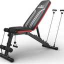 FLYBIRD Foldable Weight Bench with Resistance Bands, 8 Backrests Fast Adjustable FID for Home Gym Full Body Workout, Easy to Storage for Small Apartment