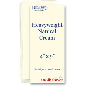 100 Pack - 4" x 9" Menu Paper Rack Cards - 100lb Cover (270gsm) Matte Natural Cream Cardstock - Inkjet Laser Printer Compatible - Restaurant Menus Takeout Lists Drink Specials Event Programs