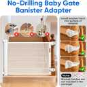 2Pcs Baby Gate Stair Railing Banister Adapter, Fits 1.9-4.72'' Diameter Universal Banisters, Wide Square/Round Railings No-Drilling Mounting Fittings for Retractable Gates, (White)