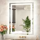 TETOTE LED Bathroom Mirror 24 x 32 Brighter Front and Backlit LED Bathroom Vanity Mirror with Lights, Frameless Lighted Anti Fog Wall Mounted Mirror, 3-Color Dimmable, Tempered Glass, Waterproof