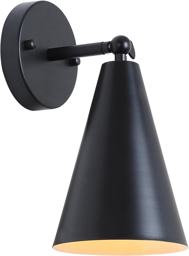 Dijiahua Black Wall Sconces 1-Light,Industrial Sconces Light Fixtures Hardwired with Metal Shade,Modern Vanity Lighting Over Mirror,Indoor Decor Adjustable Angle Wall Mount Lamp for Bedroom
