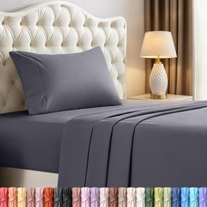 Utopia Bedding Twin XL Sheet Set 3 Piece Bed Sheets for Twin XL Size Bed, Soft and Breathable Microfiber, Includes 1 Fitted Sheet, 1 Flat Sheet and 1 Pillowcase Oeko Tex (Grey)