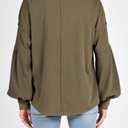 BTFBM Womens Fall Fashion 2025 Long Sleeve Shirts Casual V Neck Ribbed Knit Blouses Pullover Trendy Loose Fit Tunic Tops (Green, XL)