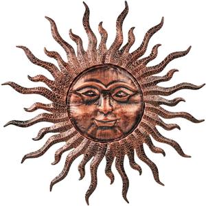 VEWOGARDEN Sun Outdoor Wall Decor, 29" Waterproof Large Metal Wall Art for Home Outside Patio Garden Fence Decorations, Antique Bronze