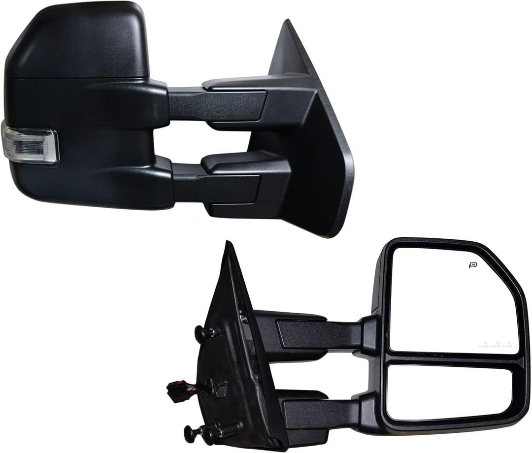 AERDM Towing mirror Compatible with 2004-2014 F150 Pickup Truck side Mirrors Power Adjustable Heated glass Turn Signal light Puddle Lamp Black Pair Set LH RH
