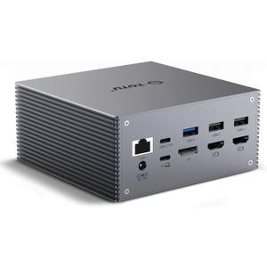 TOTU USB-C 4K@30Hz Triple Display Docking Station with Charging Support for Macbook Pro & Windows USB 3.1 Gen2 Type C Systems (2 HDMI,DP,7 USB Ports, 60W USB PD), MacOS only Support Mirror Mode