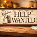 Funny Kitchen Sign Wall Decor, Help Wanted Sign, Coffee Bar Sign, Rustic Farmhouse Kitchen Decor, Vintage Wooden Kitchen Sign, Coffee Station Decor, Funny Kitchen Wall Art, Gift for Coffee Lovers.