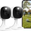 AOQEE 2K Cameras for Home Security-Outdoor/Indoor Camera for Dog/Cat/Pet/Nanny/Baby/Elderly, Color Night Vision, White Light, Siren, 24/7 SD Recordings, Works with Alexa, Plug in (C1-White-2pack-2.4G)