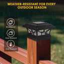 2 Pack Solar Post Cap Lights Outdoor Waterproof, Fits 4x4, 5x5, 6x6 Wooden & Vinyl Fence Decks with Warm & Cool White Light Modes (Classic Black, 2)