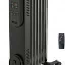 Comfort Zone 1500W Digital Oil-Filled Radiator Heater  Portable Electric Space Heater with Remote, 12H Timer & 360 Swivel Wheels  Silent Radiant Heat with Adjustable Thermostat  Black