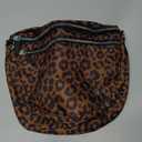 Pander Crossbody Bum Bag for Women, Everyday Nylon Shoulder Bag with Pompom Keychain Wristlet Bag Charm, Adjustable Strap (Medium, Printed - Midnight Leopard)