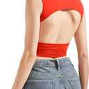 SUUKSESS Women Sexy Backless Tank Top Going Out Double Lined Y2k Basic Crop Tops (01 Red, XS)