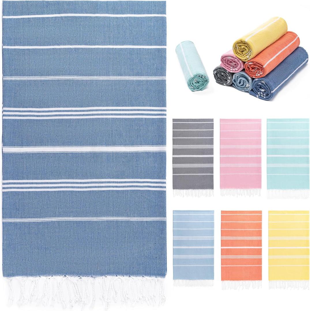 Turkish Beach Towel, 36"x71" Quick Dry Sand Free Oversized Bath Pool Swim Towel, Lightweight Travel Turkish Towels Vacation Essentials, Blue