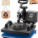 VEVOR Heat Press, 12x10in Heat Press Machine, Clamshell Sublimation Transfer Printer Fast Heat-up, Digital Precise Temperature Control, Vinyl Heat Press for T-Shirts Bags Garments Mats Puzzles, 650W
