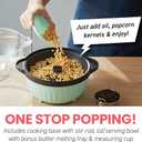 Elite Gourmet EPM145M 18-cup Hot Oil Stirring Popcorn Popper w/Measuring Cap & Reversible Serving Bowl & Butter Melting Tray, Great for Parties, Movie Night, Anytime Snack, Safety ETL Approved, Mint