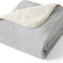 Bedsure Waterproof Dog Blankets for Small Dogs - Small Cat Blanket Washable for Couch Protection, Sherpa Fleece Puppy Blanket, Soft Plush Reversible Throw Furniture Protector, 25"X35", Light Grey