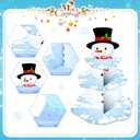 3 x Zopeal 3 Tier Winter Cupcake Stand Snowman Cake Holder Cardboard Xmas Cupcake Holder Snowflake Round Shape Cake Stand for Winter Frozen Holiday New Year Wedding Birthday Party Supplies