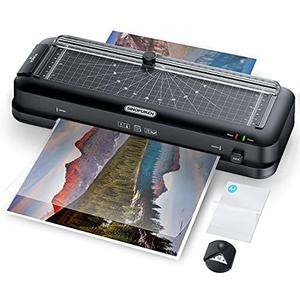 SINOPUREN 9-Inch Thermal Laminator Machine, 3-in-1 Laminator with Built-in Paper Trimmer, Hole Punch & Corner Rounder, 10 Laminating Pouches, Fast 3-Min Warm-Up, Jam-Free for Home, Office, School