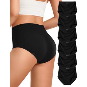 Kalapa Womens Underwear Seamless Full Coverage Breathable Briefs No Show Silky Stretch High Waisted Ladies Panties 6 Pack (XX-Large)