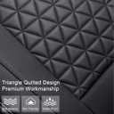 Black Panther Luxury PU Leather Rear Car Seat Cover Adjustable Length (49-55'') Back Seat Protector Fits 90% Vehicles (Sedan SUV Truck), for Seat Bottom Only, Triangle Quilting Design, Black