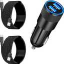 【MFi Certified】iPhone 16 Fast Car Charger, BARMASO 4.8A Dual USB Car Power Cigarette Lighter USB-C Fast Car Charging 5 set