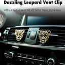 Bling Rhinestone Leopard Head Car Air Freshener Vent Clip, Sparkly Cheetah Print Auto Decoration, Refillable Essential Oil Diffuser, Cute Car Accessories for Women (Gold)
