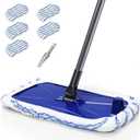 Microfiber Dust Mop for Floor Cleaning, Hardwood Flat Dry and Wet Mop with 5 Reusable Mop Heads for Wood, Laminate, Tile Floor (51H)